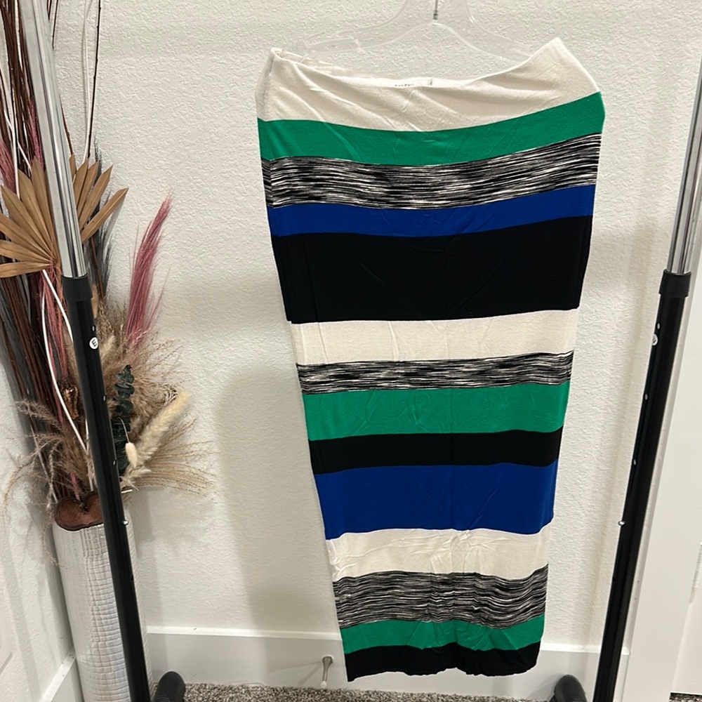 Bailey 44 White and Green Maxi Pencil Skirt Casual